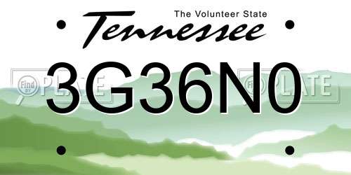 3G36N0 Tennessee License Plate