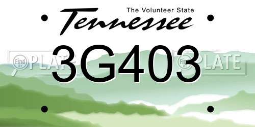 3G403 Tennessee License Plate