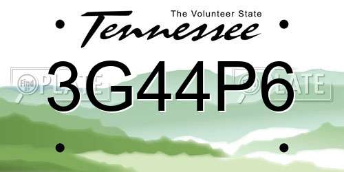 3G44P6 Tennessee License Plate
