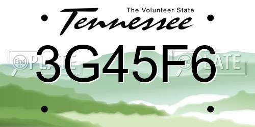 3G45F6 Tennessee License Plate