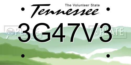3G47V3 Tennessee License Plate