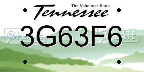 3G63F6 Tennessee License Plate