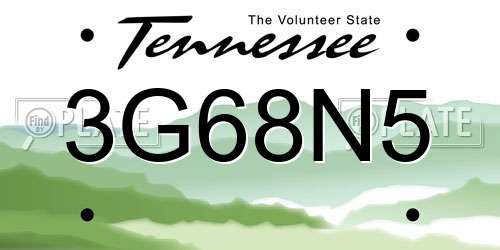 3G68N5 Tennessee License Plate