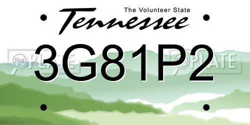 3G81P2 Tennessee License Plate