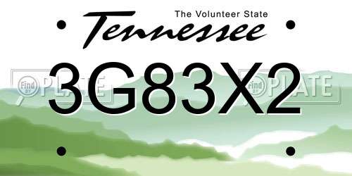3G83X2 Tennessee License Plate