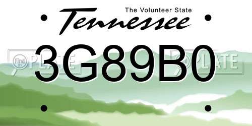 3G89B0 Tennessee License Plate
