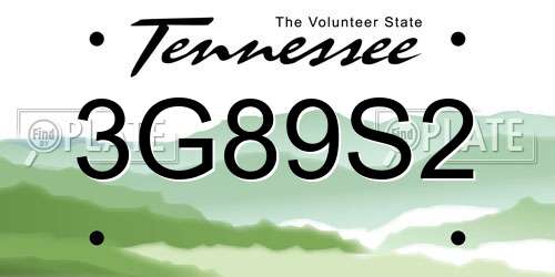 3G89S2 Tennessee License Plate