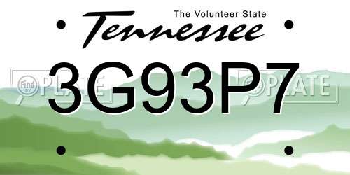 3G93P7 Tennessee License Plate