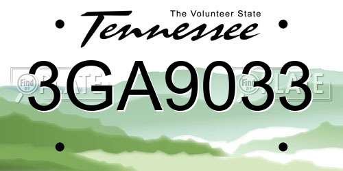 3GA9033 Tennessee License Plate