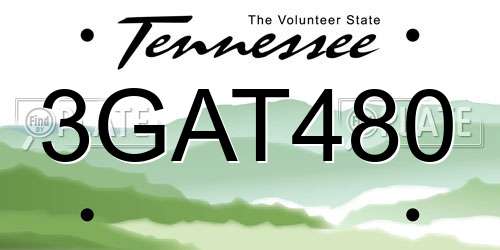 3GAT480 Tennessee License Plate