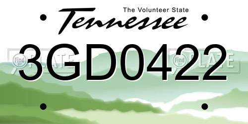 3GD0422 Tennessee License Plate