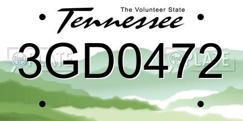 3GD0472 Tennessee License Plate