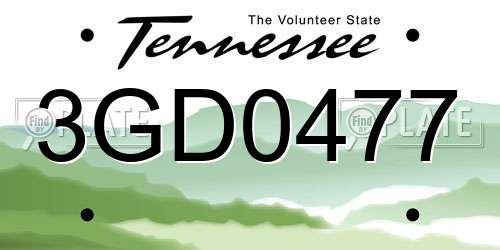 3GD0477 Tennessee License Plate