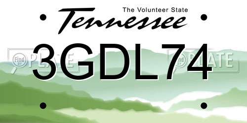3GDL74 Tennessee License Plate