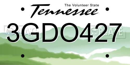 3GDO427 Tennessee License Plate