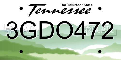 3GDO472 Tennessee License Plate
