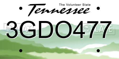 3GDO477 Tennessee License Plate