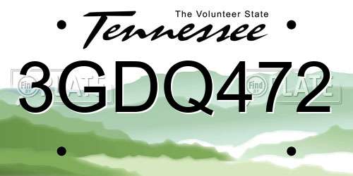 3GDQ472 Tennessee License Plate
