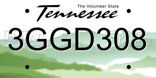 3GGD308 Tennessee License Plate