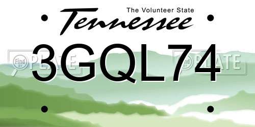 3GQL74 Tennessee License Plate