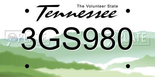3GS980 Tennessee License Plate