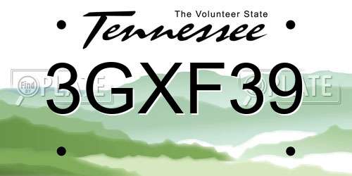 3GXF39 Tennessee License Plate