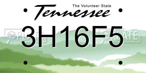 3H16F5 Tennessee License Plate