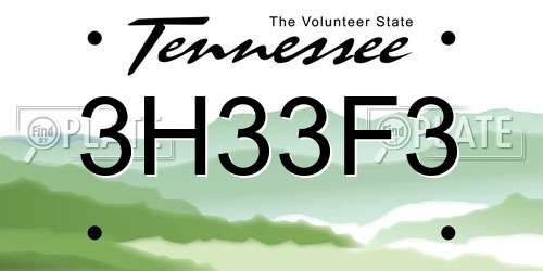 3H33F3 Tennessee License Plate