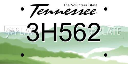 3H562 Tennessee License Plate