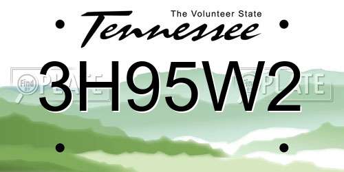 3H95W2 Tennessee License Plate