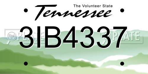 3IB4337 Tennessee License Plate