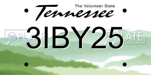 3IBY25 Tennessee License Plate