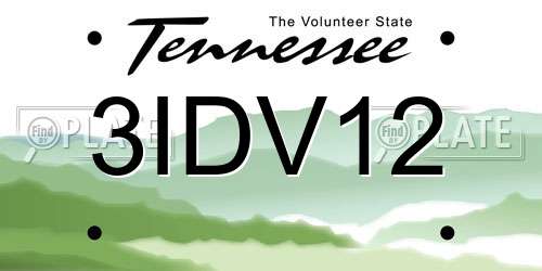 3IDV12 Tennessee License Plate