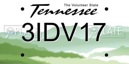 3IDV17 Tennessee License Plate