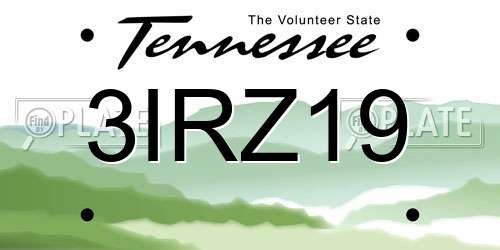 3IRZ19 Tennessee License Plate