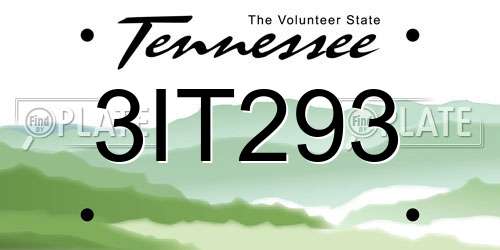 3IT293 Tennessee License Plate
