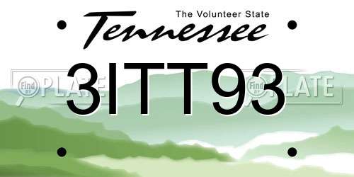 3ITT93 Tennessee License Plate