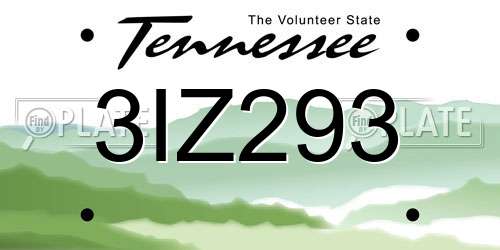 3IZ293 Tennessee License Plate