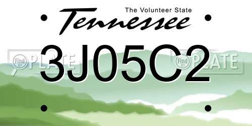 3J05C2 Tennessee License Plate