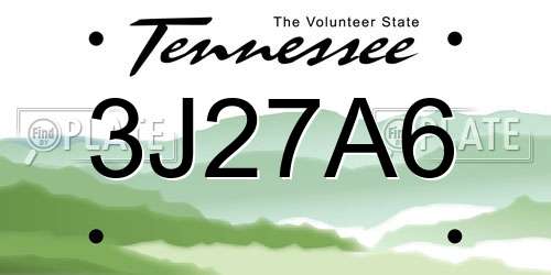 3J27A6 Tennessee License Plate