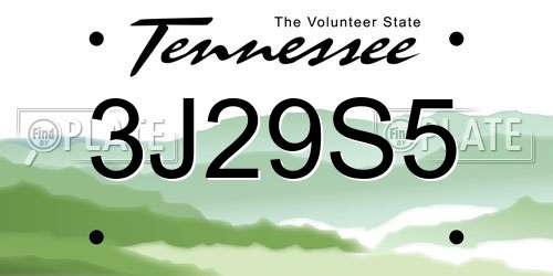3J29S5 Tennessee License Plate
