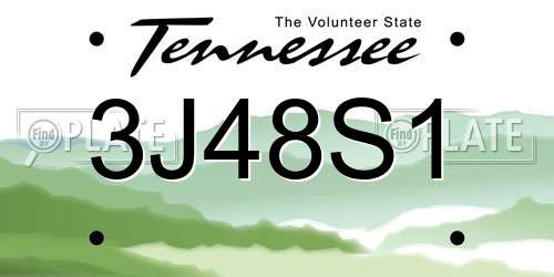 3J48S1 Tennessee License Plate