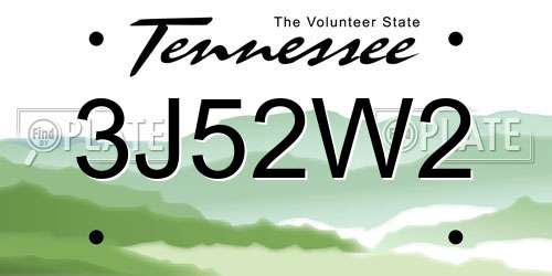 3J52W2 Tennessee License Plate