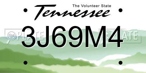 3J69M4 Tennessee License Plate