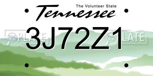 3J72Z1 Tennessee License Plate