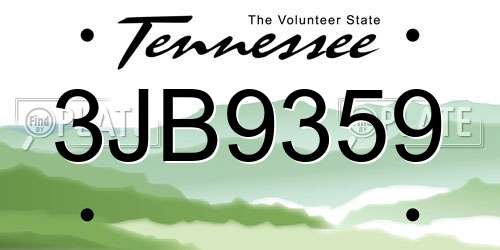3JB9359 Tennessee License Plate