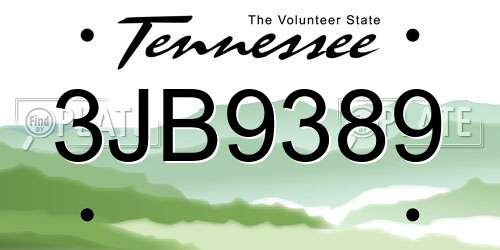 3JB9389 Tennessee License Plate