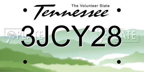 3JCY28 Tennessee License Plate