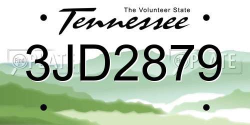 3JD2879 Tennessee License Plate