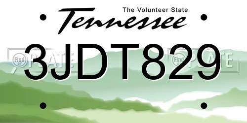 3JDT829 Tennessee License Plate